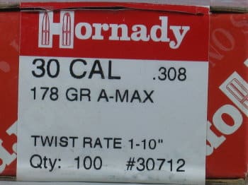 Hornady .308 178-grain A-Max bullets (QTY 100)