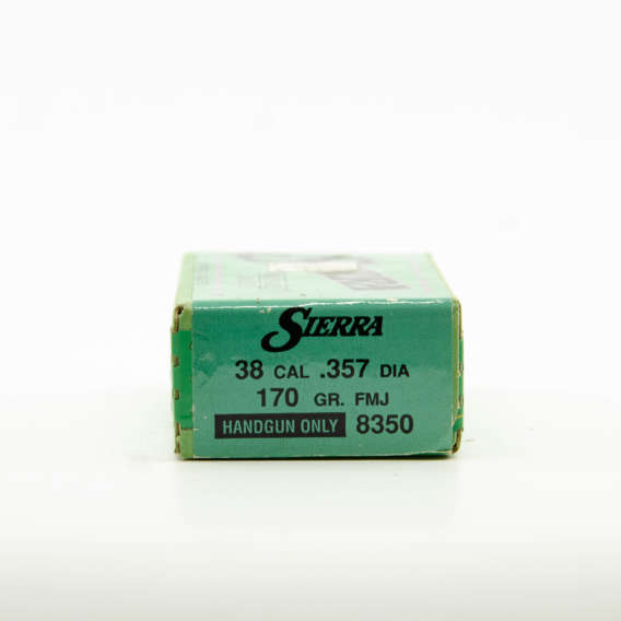 Sierra 38/357 caliber 170 grain FMJ bullet (QTY 100)