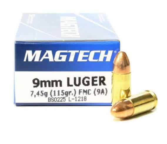 MagTech Handgun Ammunition 9mm Luger 115 gr FMJ 1135 fps 50/ct