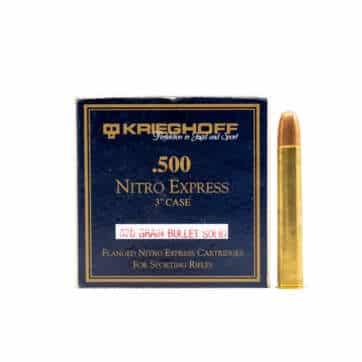 500 NITRO EXPRESS ammunition 570-gr SOLIDS (Krieghoff, QTY 5)
