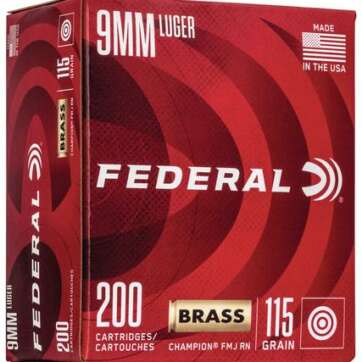 Federal Champion Training Handgun Ammuntion 9mm Luger 115 gr FMJ 1125 fps 200/ct